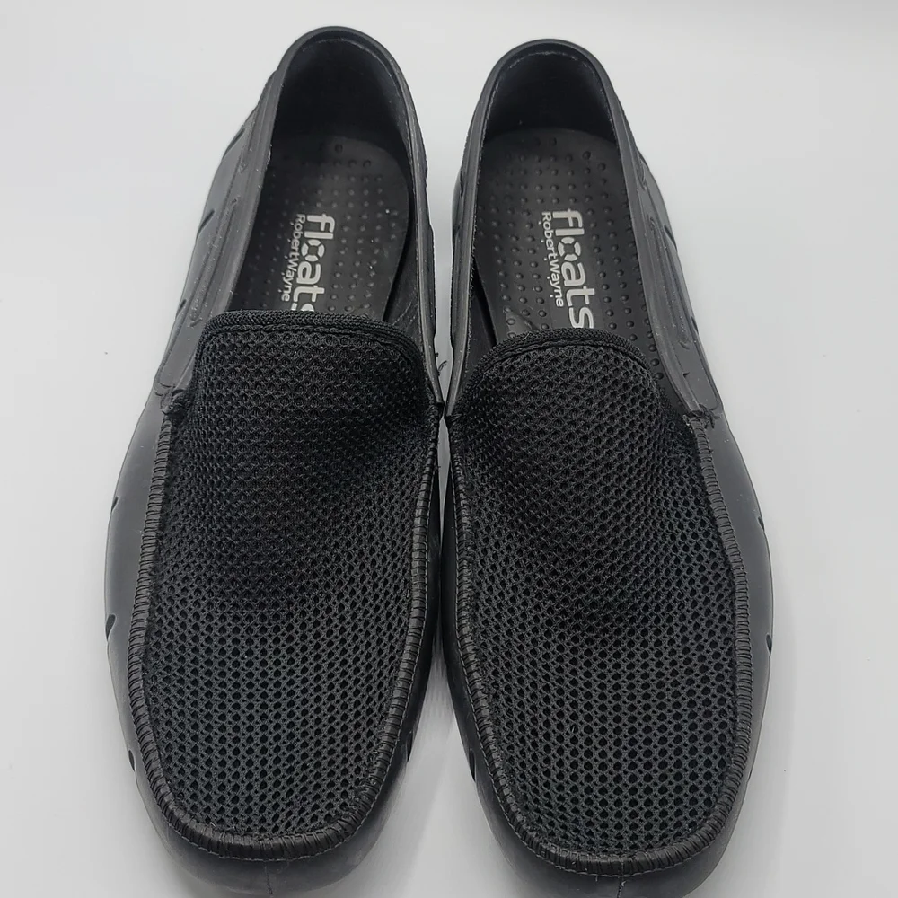 FLOATS BY ROBERT WAYNE SLOOP MESH/RUBBER WATER BOAT LOAFERS BLACK MENS 11D